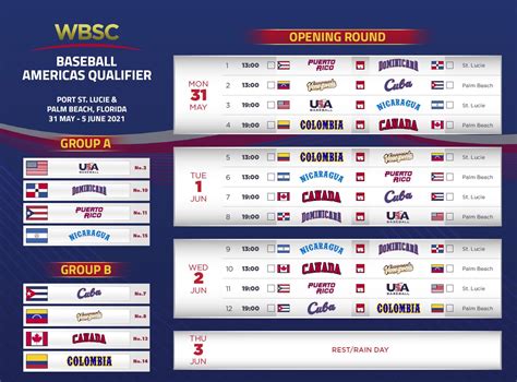 Wbsc On Twitter Official Opening Round Game Schedule Wbsc