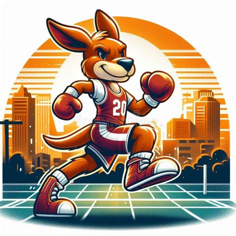 Kangaroo Character Wearing Boxing Uniform And Gloves Stock Illustration