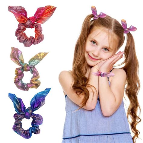 12 Pieces Hair Scrunchies Rabbit Bunny Ear Scrunchies Bow Scrunchies