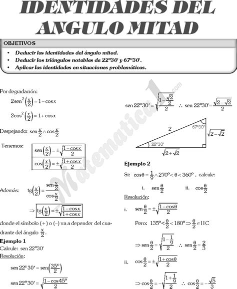 Identidades TrigonomÉtricas Del Ángulo Doble Ejercicios Resueltos Pdf