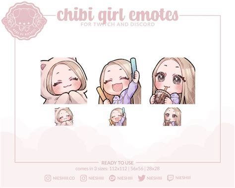 Blonde Hair Brown Eyes Chibi Girl Twitch Emote Kawaii Aesthetic Streamer Premade Cute