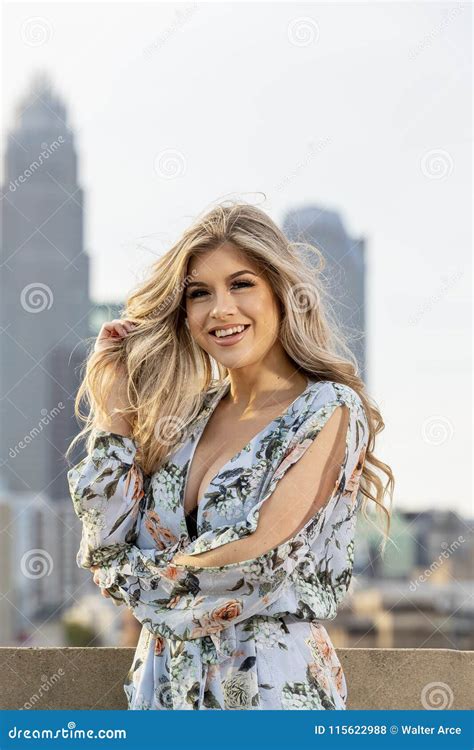 Gorgeous Blonde Hispanic Model Posing Outdoors Stock Photo Image Of Athletic Home