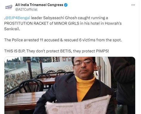 Bengal Bjp Leader Arrested For Alleged Involvement In Prostitution