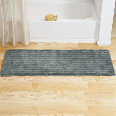 Lavish Home Memory Foam Extra Long Bath Rug Mat Platinum 24x60