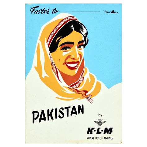 Original Vintage Lobby Card Travel Poster Pakistan By Klm Royal Dutch