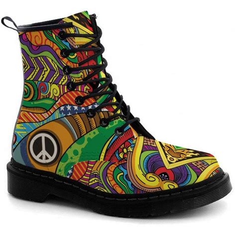 Peace And Love Colorful Hippie Boots Eco And Vegan Friendly Etsy