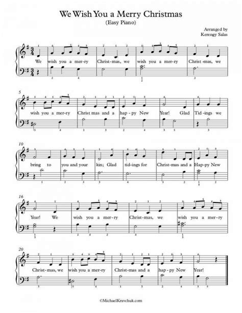 Free Piano Arrangement Sheet Music We Wish You A Merry Christmas