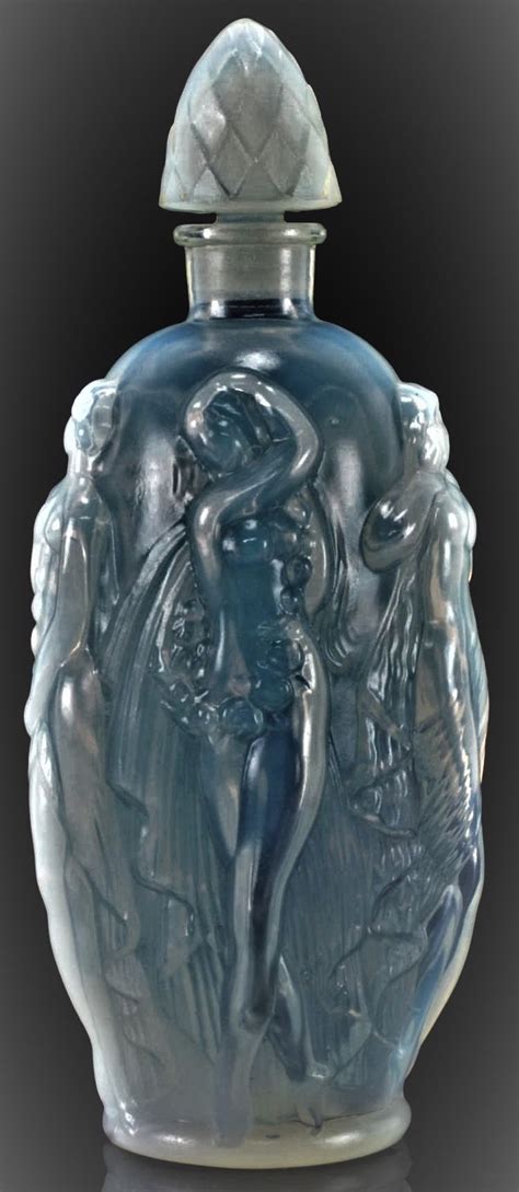 C Art Deco Sabino La Ronde Fleurie White Opalescent Scent Bottle With Nude Females