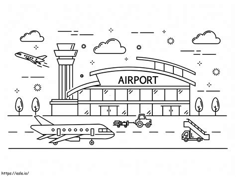 Easy Airport Coloring Page
