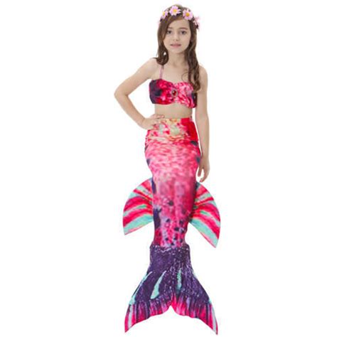 PCS Colorful Halter Mermaid Tail Swimsuit Sea Maid Princess Bikini Swimming Set N