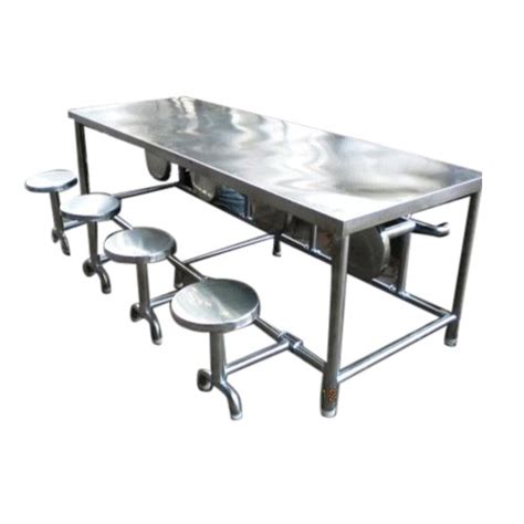 Rectangular Polished Stainless Steel Seater Dining Table For Canteen