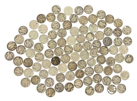 Lot - LOT OF 100 ASSORTED 1916-1945 MERCURY SILVER DIMES