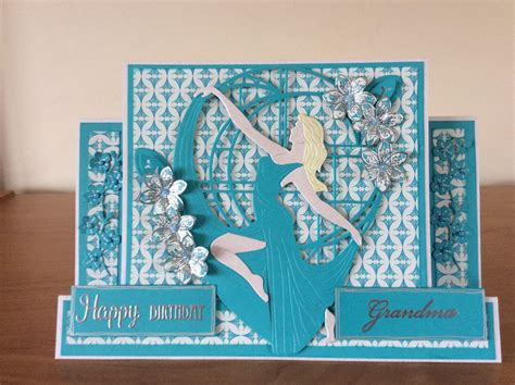 Centre stepper card made with the Hougie board, tattered lace Art Deco