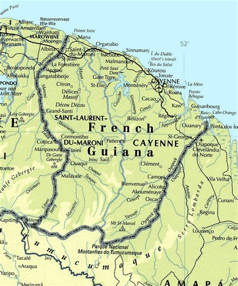 Detailed Map Of French Guiana With Roads And Cities French Guiana