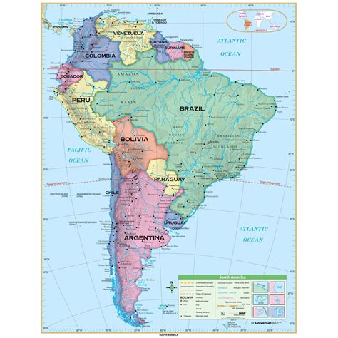 South America Essential Wall Map » Shop Classroom Maps – Ultimate Globes