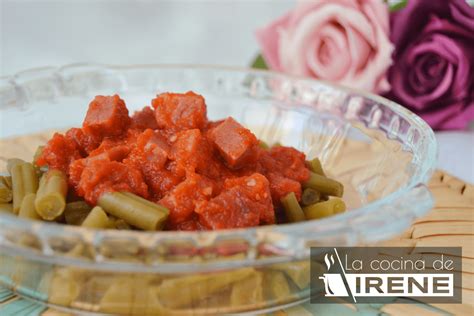 Judías verdes salteadas con jamón y tomate La cocina de Irene