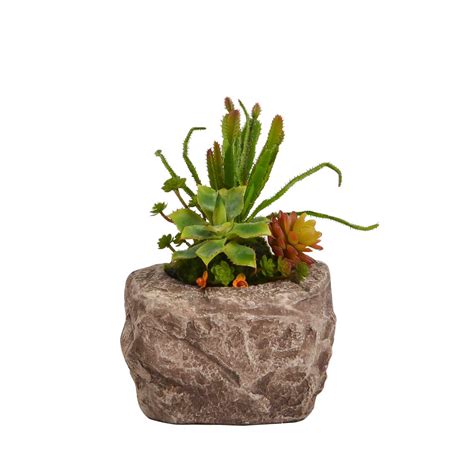 Floral arrangement with resin pot