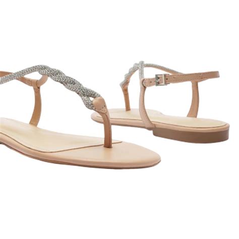 Sand Lia Rasteira Arezzo Nude Tira Torcida Strass Loja Averse