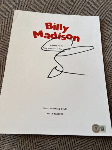 Adam Sandler Signed Autograph Movie Script Billy Madison Beckett Bas