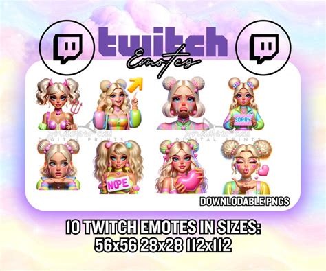 Blonde Twitch Emotes Chibi Girl Emojis Kawaii Anime Gamer Girl Streamer Emotes For