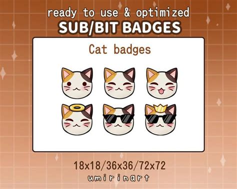 Twitch Sub Badges Cute Cat Etsy In Simple Cards Handmade