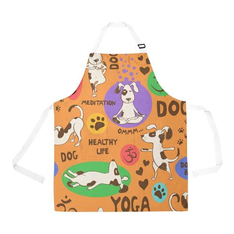 Ashleigh Aprons Cartoon Dog Yoga Apron Women Men Aprons With Two