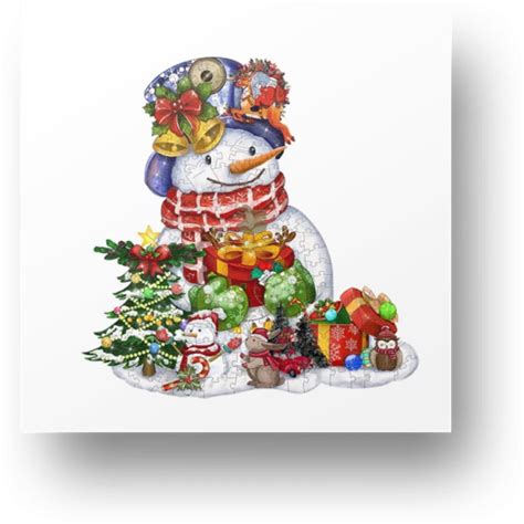 Christmas Snowman - Wooden Jigsaw Puzzle