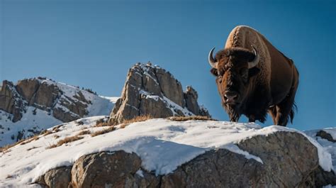 Vista De Un Majestuoso Bisonte En Su H Bitat Natural Durante Un D A De