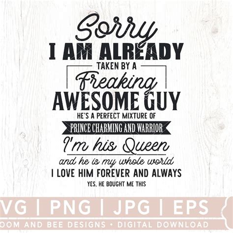 Sorry Im Already Taken By A Freaking Awesome Wife Svg Etsy Australia