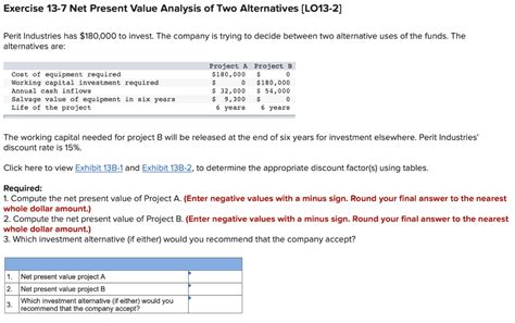 Solved Exercise 13 7 Net Present Value Analysis Of Two Chegg