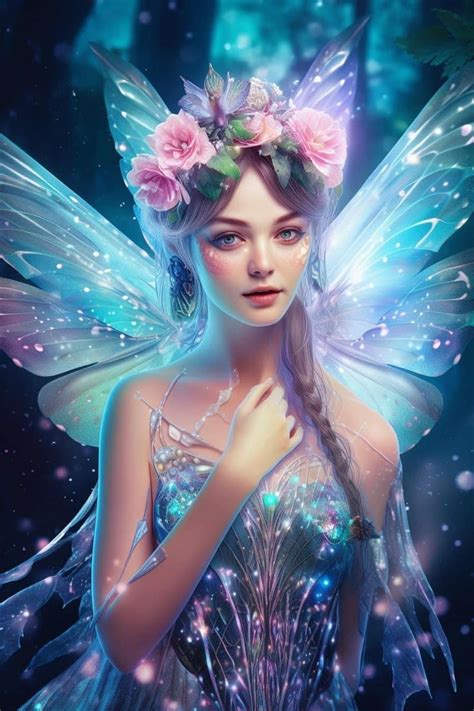a beautiful fairy with flowers in her hair
