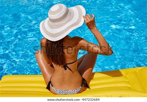 Portrait Beautiful Tanned Woman Relaxing Bikini Stock Photo 447232684