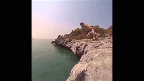 cliff diving  koh  chang thailand youtube