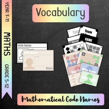 mathematical code names   hunt maths tpt
