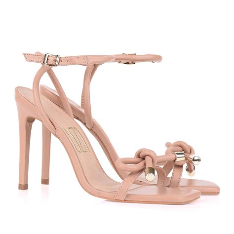 UZA Shoes Sandália Salto Alto New Couro Nude Coleção Outono inverno