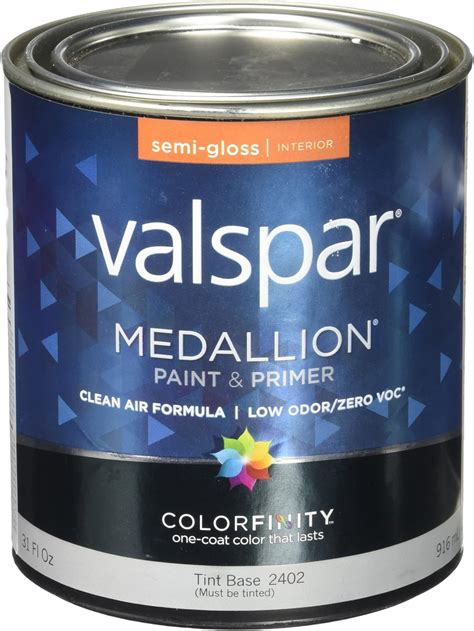 Valspar 27 2402 Qt 1 Quart Tint Base Medallion 100 Acrylic Interior Paint Semi Gloss House