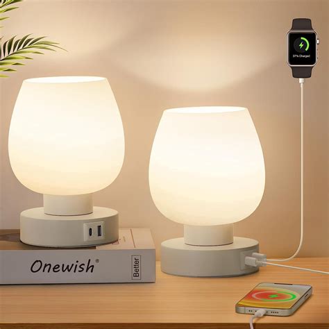 Bedside Lamp Set Of Touch Control Table Lamp With Usb A C Charging