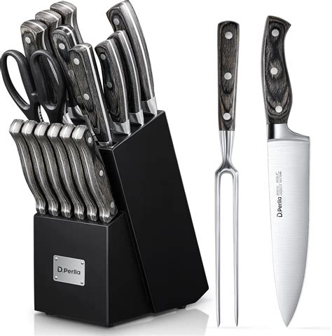 Amazon Knife Set With Block 16 Pcs Stainless Steel Kitchen Knife