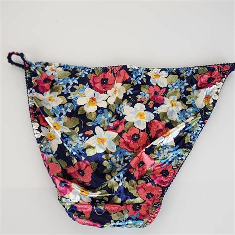 Vintage Floral String Bikini Stretchy Second Skin Liq Gem