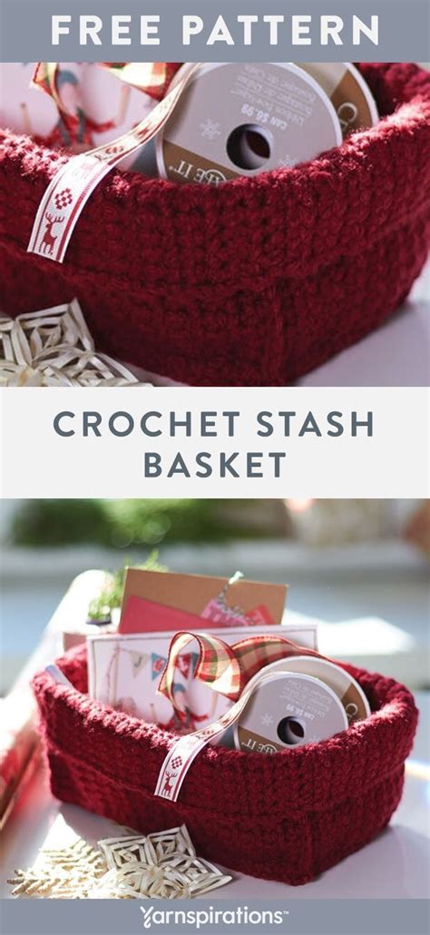 Free Easy Bernat Stash Basket Crochet Pattern Yarnspirations