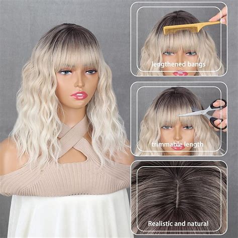 Short Platinum Blonde Wig For Women Inch Platinum Ombre Blonde Wig