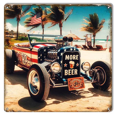 More Beer Hot Rod X Metal Sign Reproduction Vintage Signs