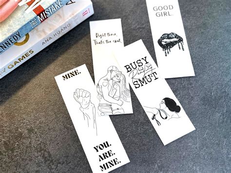 Printable Smut Bookmarks, Smutty Bookmark Pack, Romance Bookmarks