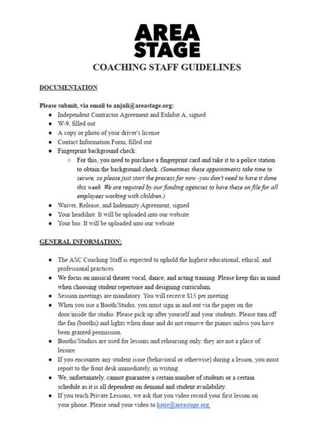 coaching staff guidelines  business