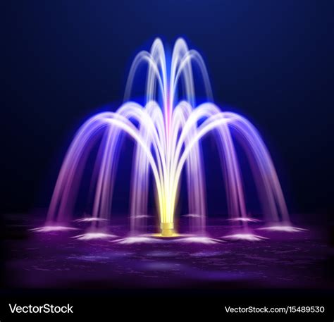 Lit night fountain realistic Royalty Free Vector Image