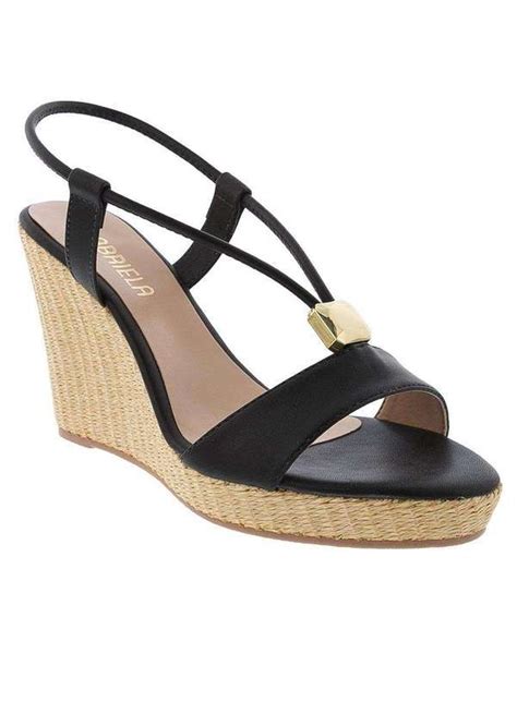 Sand Lia Gabriela Salto Plataforma Aplica O R Fia Preto Wedge