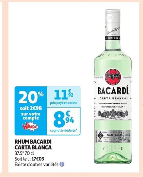 Promo Rhum Bacardi Carta Blanca Chez Auchan