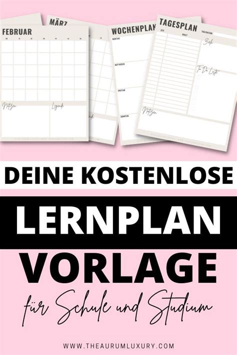 Plane Dein Studium Mit Einer Lernplan Vorlage Lernplan Vorlage