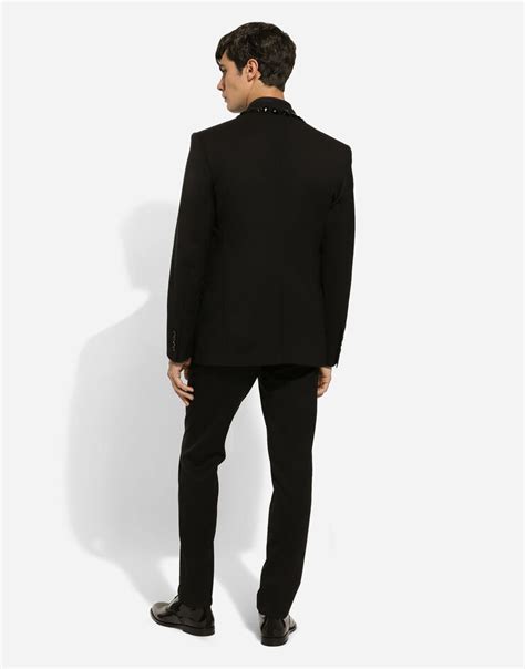 Stretch Wool Twill Pants In Black For Men Dolceandgabbana® Us