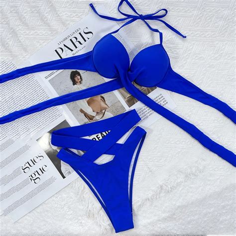 Deng Twisted Bandage Halter Bikini Mujer High Waist Swimwear Women Swimsuit Bathing Suit